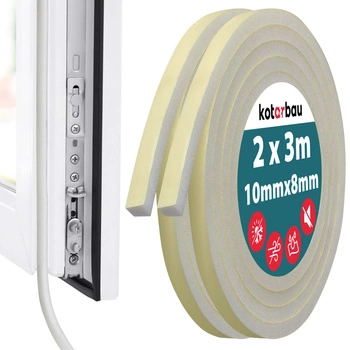 Uszczelka samoprzylepna z gąbki do okien drzwi 8x10 mm x 3 m zestaw 2 szt.