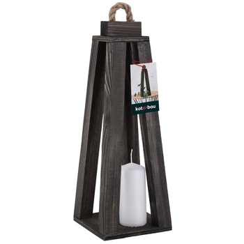 Latarnia drewniana stożek na świece do domu ogrodu czarna 13,5x13,5 cm