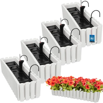 Doniczka balkonowa balkonowa biała na balustradę 600 MM Zestaw 4 SZT