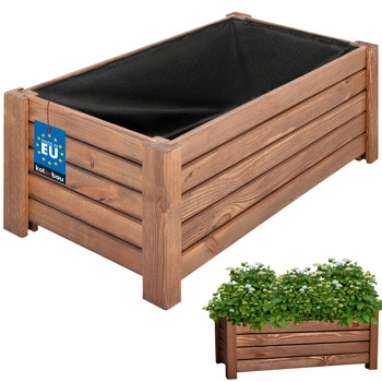 Doniczka drewniana skrzynka do ogrodu na kwiaty brązowa 60x33 cm