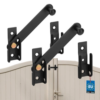 Zamknięcie blokada okiennic altany furtki stal czarna 120 mm zestaw 2 szt.