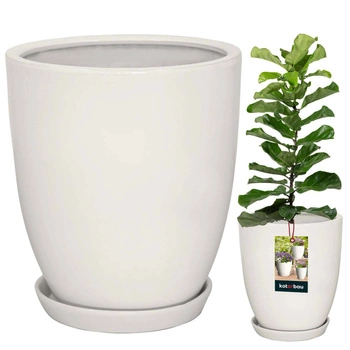 Doniczka ceramiczna szkliwiona biała na kwiaty rośliny 26 cm