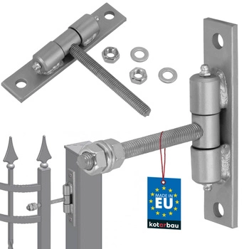 Zawias bramowy ze smarowniczkami wkręcany srebrny fi 12 mm