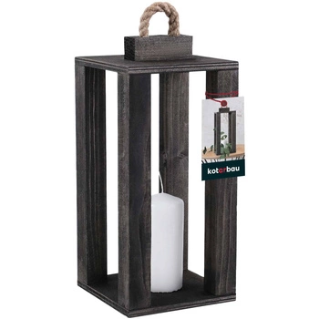 Latarnia drewniana na świece do domu ogrodu czarna 13,5x13,5 cm