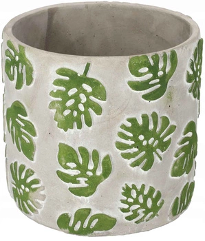 Doniczka osłonka betonowa na rośliny wzór liście - 23 cm