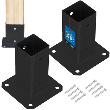 Podstawa słupa przykręcana do betonu czarna 60x60 mm zestaw 2 szt.