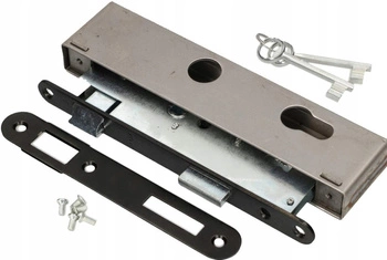 Zamek wpuszczany lewy 72x34 mm na klucz + puszka
