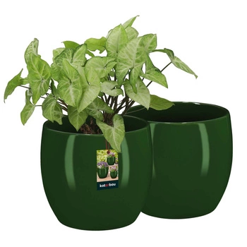 Doniczka ceramiczna szkliwiona zielona na kwiaty 15 cm zestaw 2 szt.