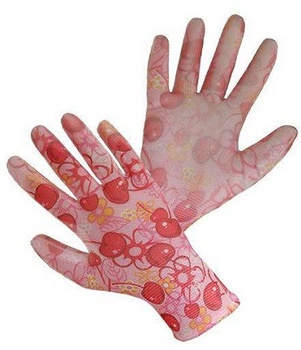 Rękawice ochronne ogrodowe lekkie różowe ozdobne w kwiatki rozmiar 9