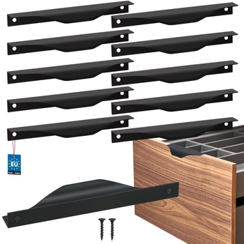 Uchwyt meblowy krawędziowy nowoczesny aluminium czarny mat 160 mm zestaw 10 szt.