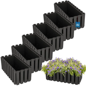 Doniczka balkonowa balkonowa szara na balustradę 400 MM Zestaw 6 SZT