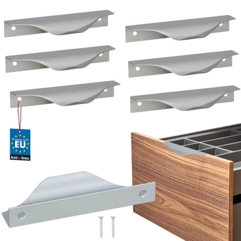 Uchwyt meblowy krawędziowy nowoczesny aluminium srebrny 96 mm zestaw 6 szt.