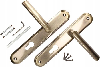 Klamka drzwiowa 72mm długi szyld na klucz zestaw - Kolor patyna