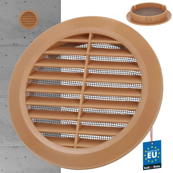 Kratka wentylacyjna okrągła z siatką beżowa 100mm