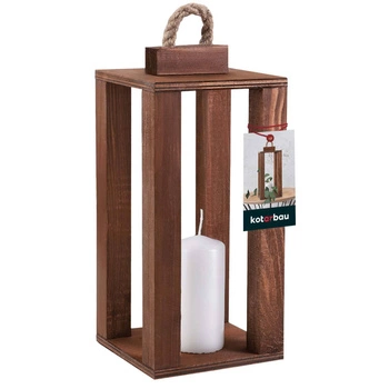 Latarnia drewniana na świece do domu ogrodu brązowa 13,5x13,5 cm