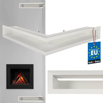 Luft kominkowy narożny kratka kominkowa biała stalowa 50x50 cm