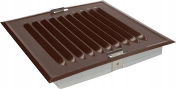 Kratka wentylacyjna metalowa kominowa z siatką 14x14cm - Kolor brązowy