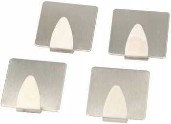 Wieszak haczyk uchwyt samoprzylepny łazienki  4 szt. - Kolor srebrny