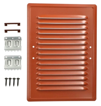 Kratka wentylacyjna kominkowa metalowa 14x21 łapki - Kolor ceglany