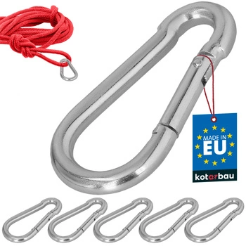 Karabińczyk strażacki do huśtawki liny hamaka metalowy 90 mm zestaw 5 szt.