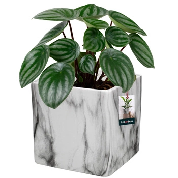 Doniczka ceramiczna marmurowa kwadratowa na kwiaty 12x12 cm