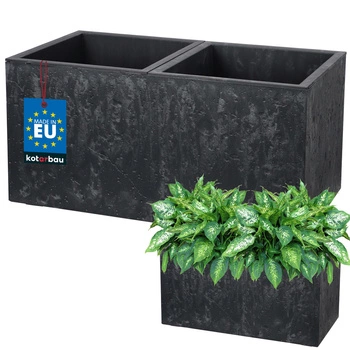 Donica prostokątna podwójna beton industrialna antracyt 58 cm