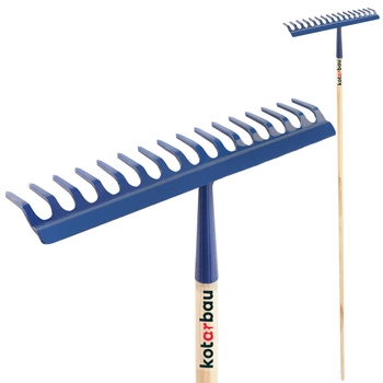 Grabie metalowe ogrodowe 16-zębne z drewnianym trzonem