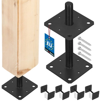 Podstawa słupa wkręcana regulowana m24 antracyt 160x160x250 mm zestaw 4 szt.