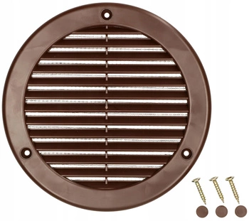 Kratka osłona wentylacyjna okrągła fi 100 mm z siatką - Kolor brązowy