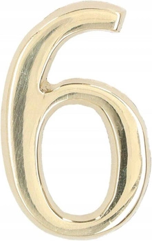 Cyfra na dom "6" numer domu na drzwi 5 cm mosiądz