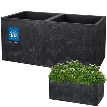 Donica prostokątna podwójna beton industrialna antracyt 77 cm