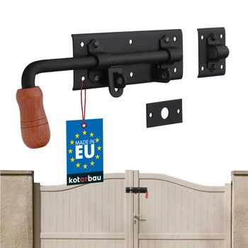 Zasuwa garażowa rygiel blokada drzwi bramy stal lewa czarna 280 mm