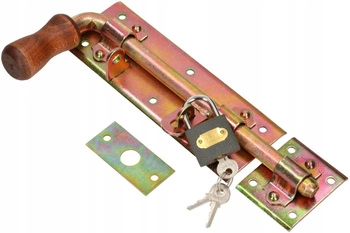 Zasuwa garażowa rygiel 270 mm do bramy furtki drzwi lewa z kłódką