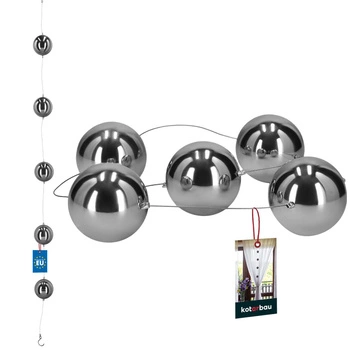 Girlanda dekoracyjna lustrzana srebrne stalowe kule wysoki połysk 100 cm