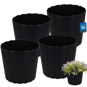 Doniczka plastikowa na kwiaty antracyt 20cm zestaw 4 szt