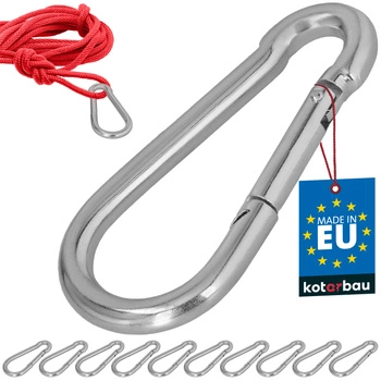 Karabińczyk strażacki do huśtawki liny hamaka metalowy 140 mm zestaw 10 szt.