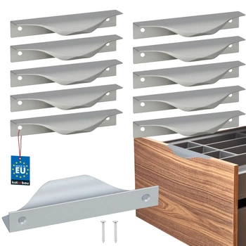 Uchwyt meblowy krawędziowy nowoczesny aluminium srebrny 96 mm zestaw 10 szt.