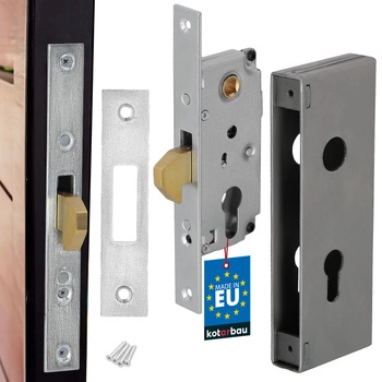 Zamek hakowy bramy przesuwnej garażu f-30 + puszka