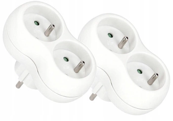 Rozgałęźnik sieciowy 2 gniazda złodziejka z uziemieniem - 2 szt.