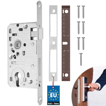 Zamek wpuszczany na wkład lewy do drzwi bram stalowy 72/55 mm