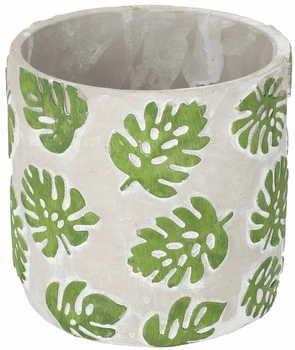 Doniczka osłonka betonowa na rośliny wzór liście - 20 cm