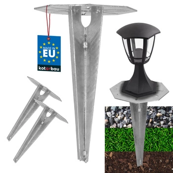 Podstawa do lamp ogrodowych wbijana do ziemi kotwa 190 mm zestaw 2 szt.
