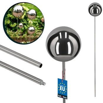 Kula dekoracyjna ogrodowa na piku stalowa lustrzana efekt lustra 115 cm