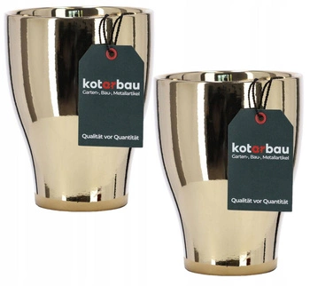 Doniczka osłonka ceramika szkliwiona złota - 2 szt.