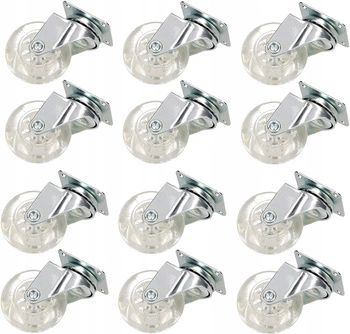 Kółko obrotowe meblowe przeźroczyste 50 mm - 12 szt.