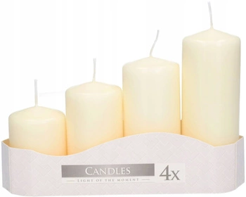 Zestaw 4 świeczki świece stołowe stopniowane walec ecru