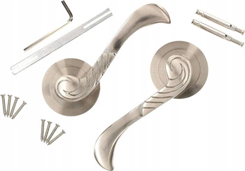 Klamka do drzwi okrągły szyld satyna 110 mm