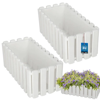 Doniczka balkonowa balkonowa biała na balustradę 400 MM Zestaw 2 SZT