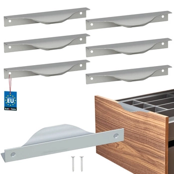 Uchwyt meblowy krawędziowy nowoczesny aluminium srebrny 128 mm zestaw 6 szt.