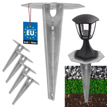 Podstawa do lamp ogrodowych wbijana do ziemi kotwa 190 mm zestaw 4 szt.